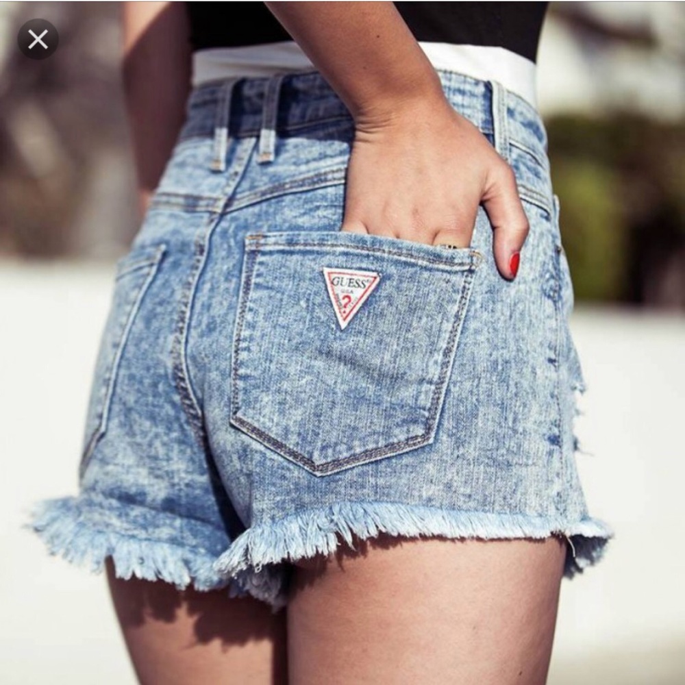 GUESS Ultra HighRise Denim Shorts In Acid wash